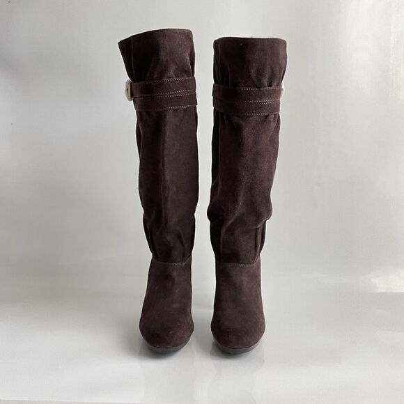 Michael Kors Boots Women 8M Brown Suede Kincade Knee High Slouchy Platform Heels - Picture 4 of 12